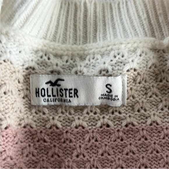 Hollister Size Small Pink and White Striped Sweater. - Picture 4 of 6